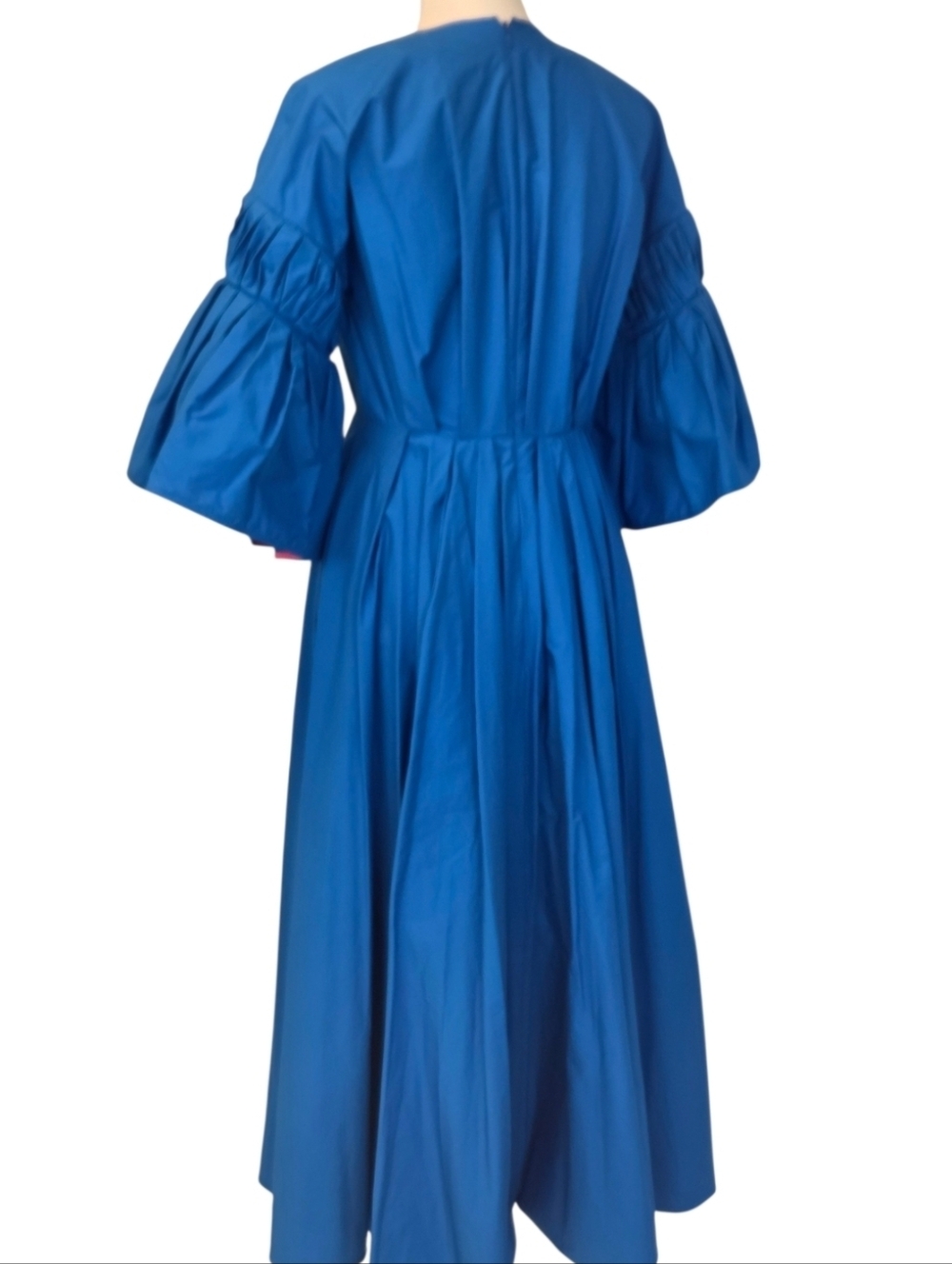 Roksanda Cobalt Blue Pleated w/ Pink Trim | N Bell-Sleeve NWT Midi Dress Size 4 - Picture 11 of 16